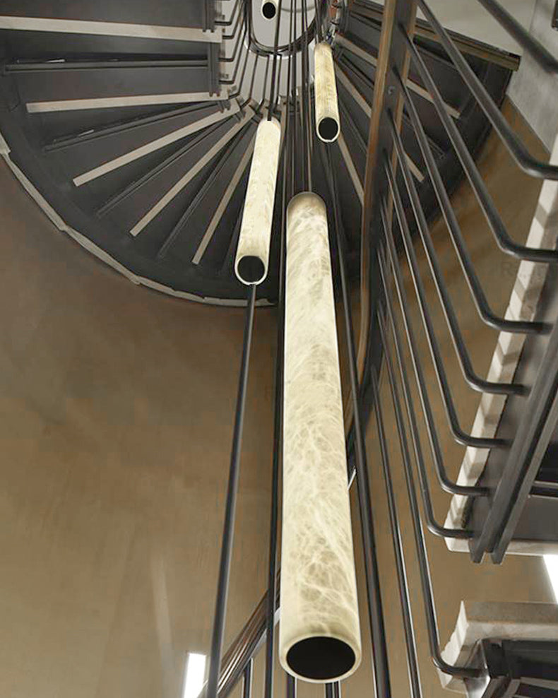 WOW Alabaster Tube Staircase Chandelier-wow2881