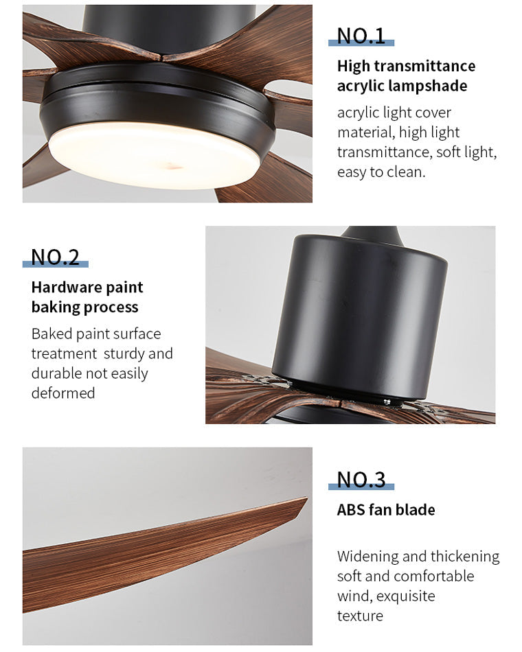 WOW 5 Black Blade Large Ceiling Fan Lamp-wow5042