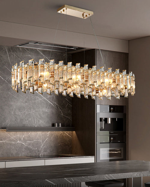 WOW Gold Crystal Long Oval Chandelier-wow2403