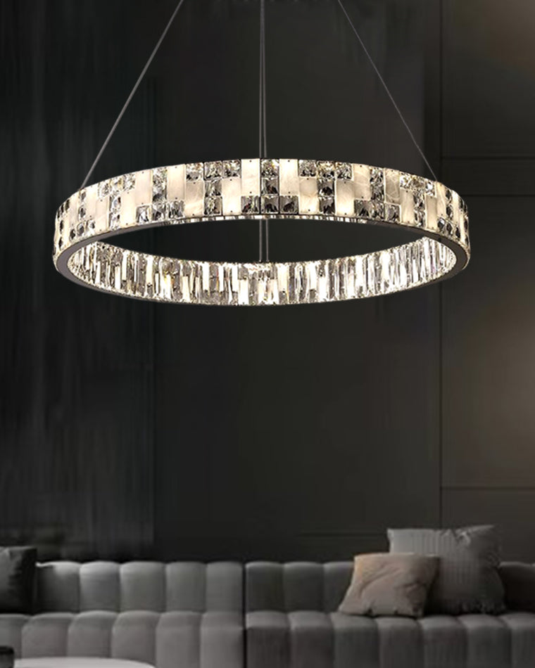 WOW Round Crystal Alabaster Chandelier-wow2738