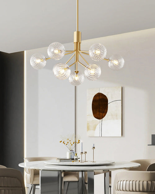WOW Glass Globe Brass Chandelier-wow2372