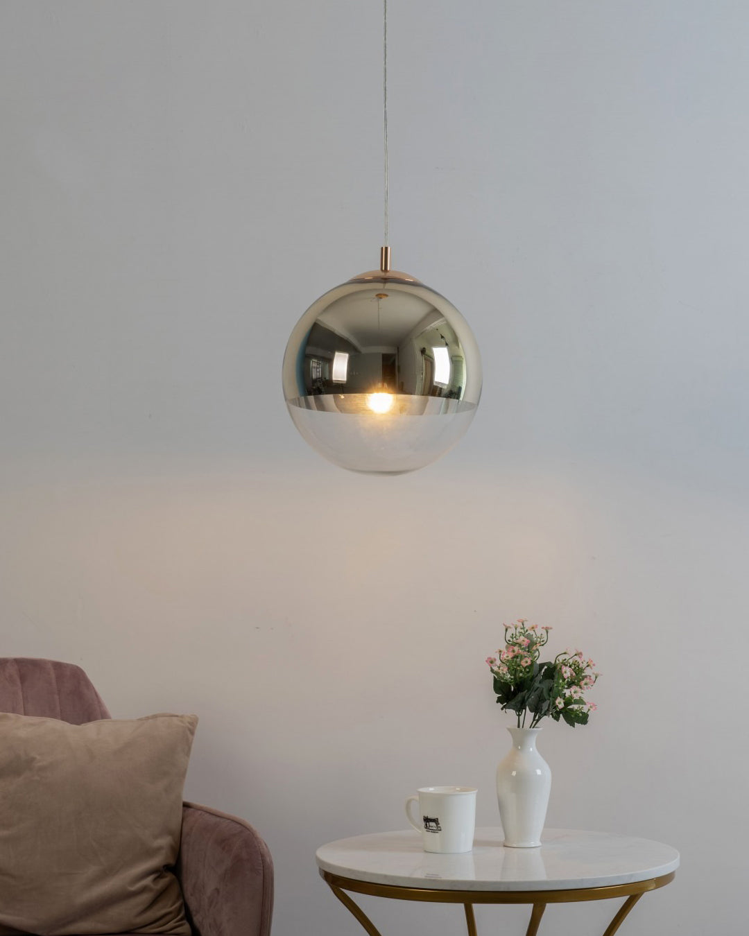 WOW Gold Chrome Globe Pendant Light-wow2691