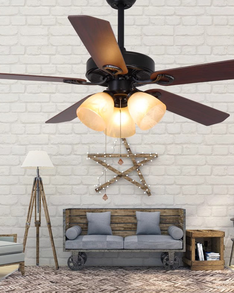 WOW Vintage Glass Ceiling Fan Chandelier-wow5121