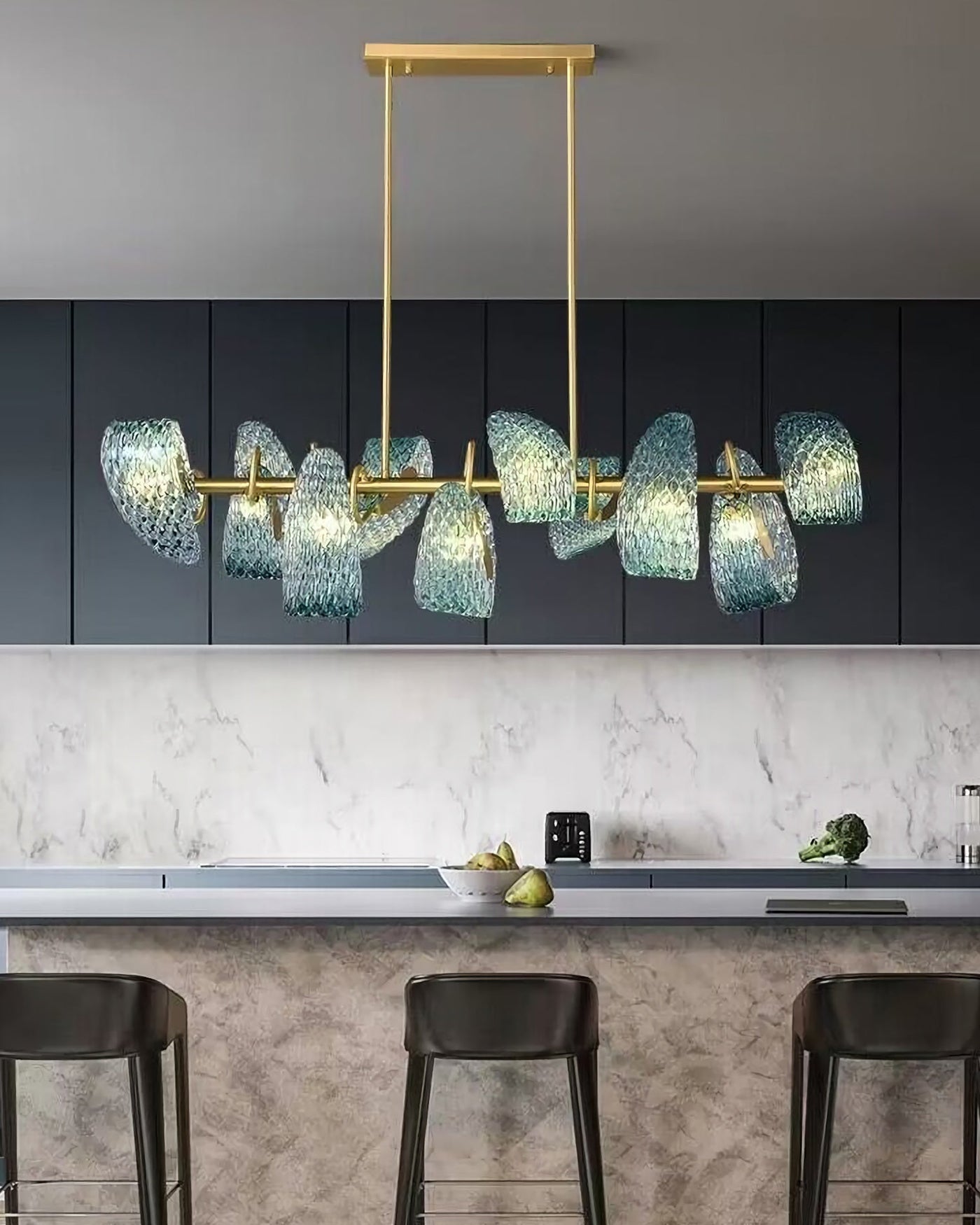 WOW Peacock Art Glass Linear Chandelier-wow2213c