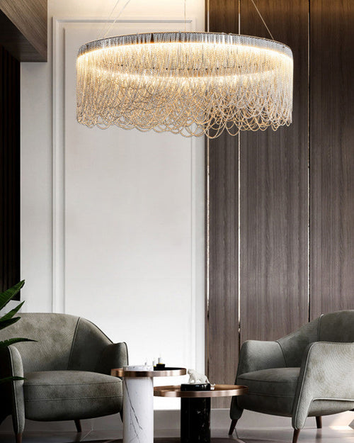 WOW Silver Fringe Round Chandelier-wow2643