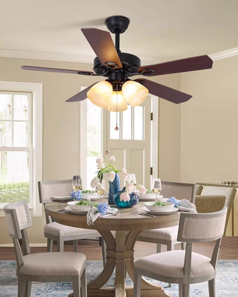 WOW Vintage Glass Ceiling Fan Chandelier-wow5121