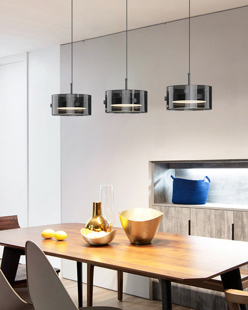 WOW Black Glass Drum Pendant Light-wow2592