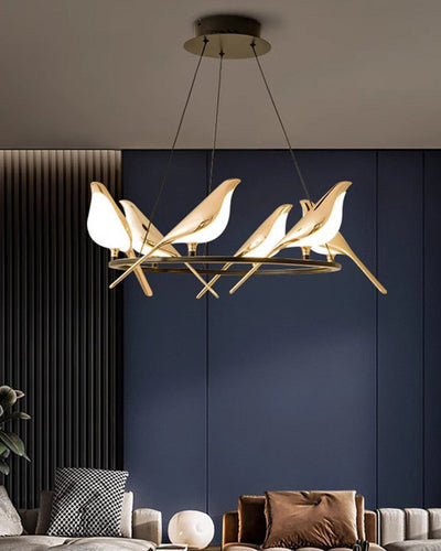 WOW Gold Bird Round Chandelier-wow2512d