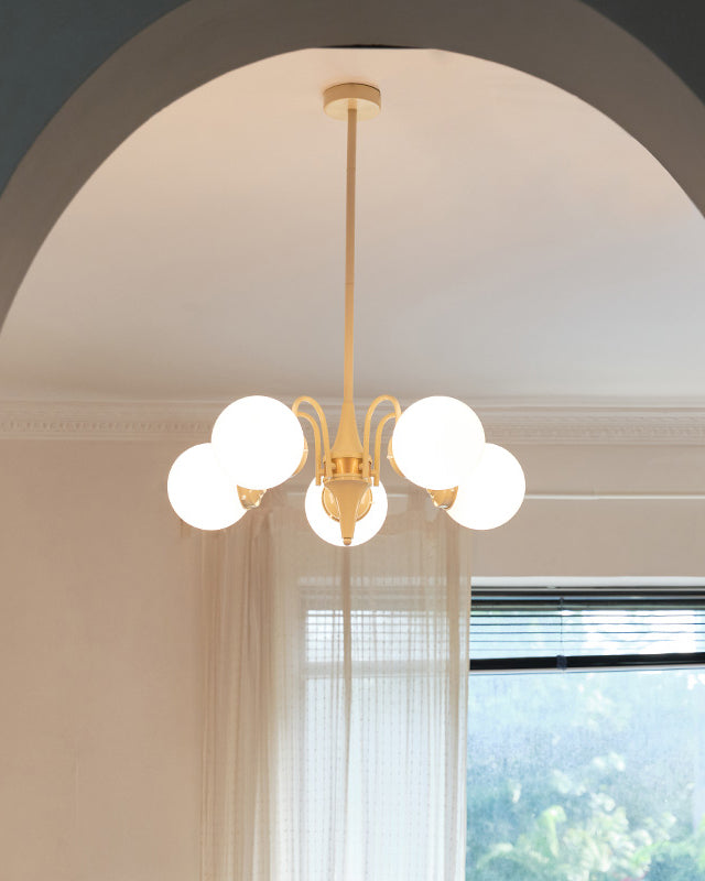 WOW White Glass Globe Arm Chandelier-wow2624
