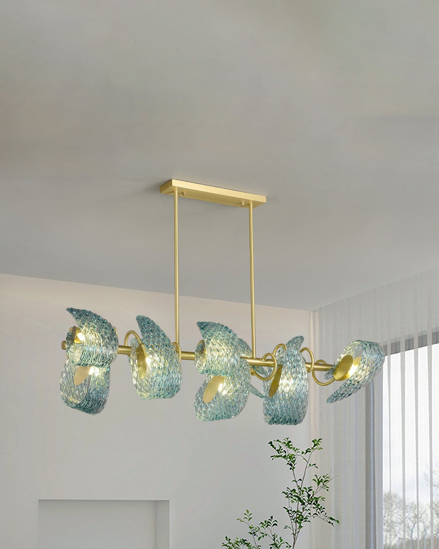 WOW Peacock Art Glass Linear Chandelier-wow2213c