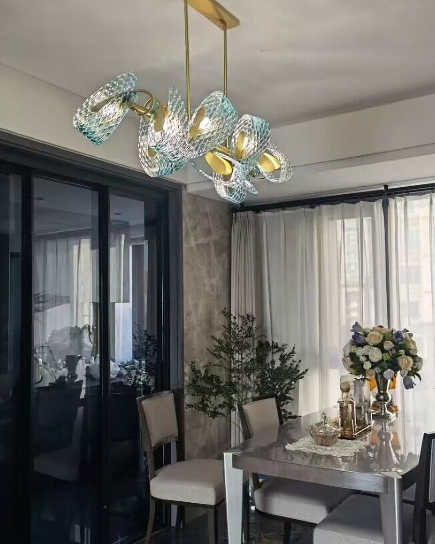 WOW Peacock Art Glass Linear Chandelier-wow2213c
