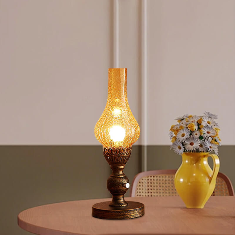 Retro Crackled Glass Kerosene Lamp