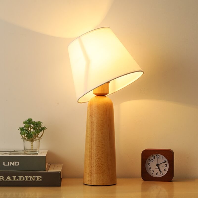 Solid Wood & Fabric Shade LED Table Lamp