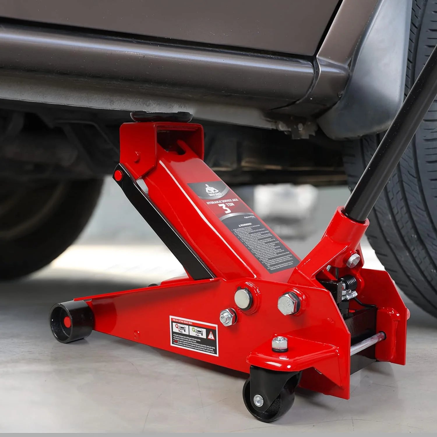 3 Ton Low Profile, Aluminum and Steel Racing Floor Jack with Dual Pistons Quick Lift Pump for Sport Utility Vehicle, Lifting Range 3-15/16
