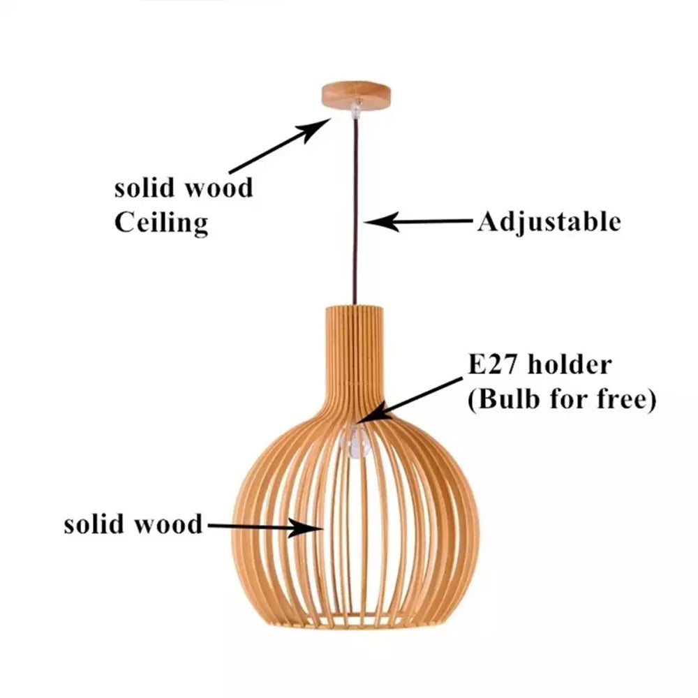 WOW Modern Wooden Pendant Light Fixture Nordic Creative Birdcage Chandelier