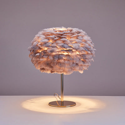 WOW Pretty Round Feather Table Night Lamp-wow8038