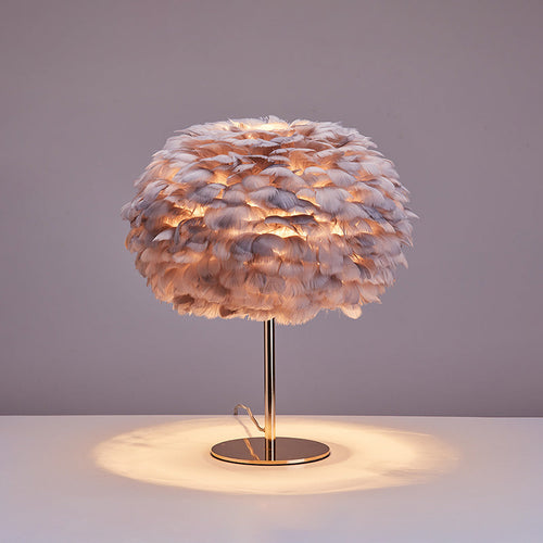 WOW Pretty Round Feather Table Night Lamp-wow8038