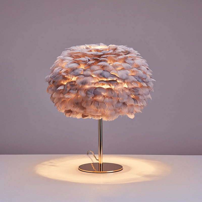 WOW Pretty Round Feather Table Night Lamp-wow8038