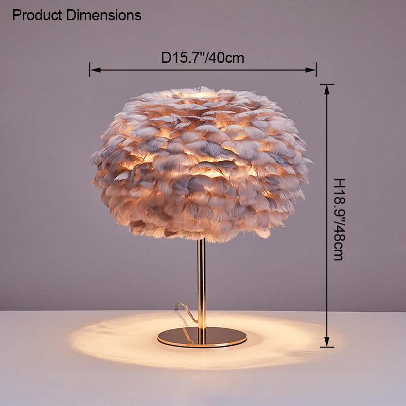 WOW Pretty Round Feather Table Night Lamp-wow8038