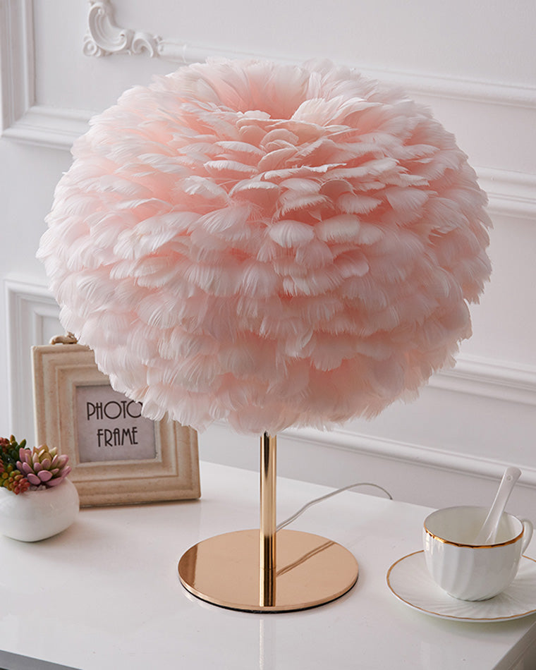WOW Pretty Round Feather Table Night Lamp-wow8038