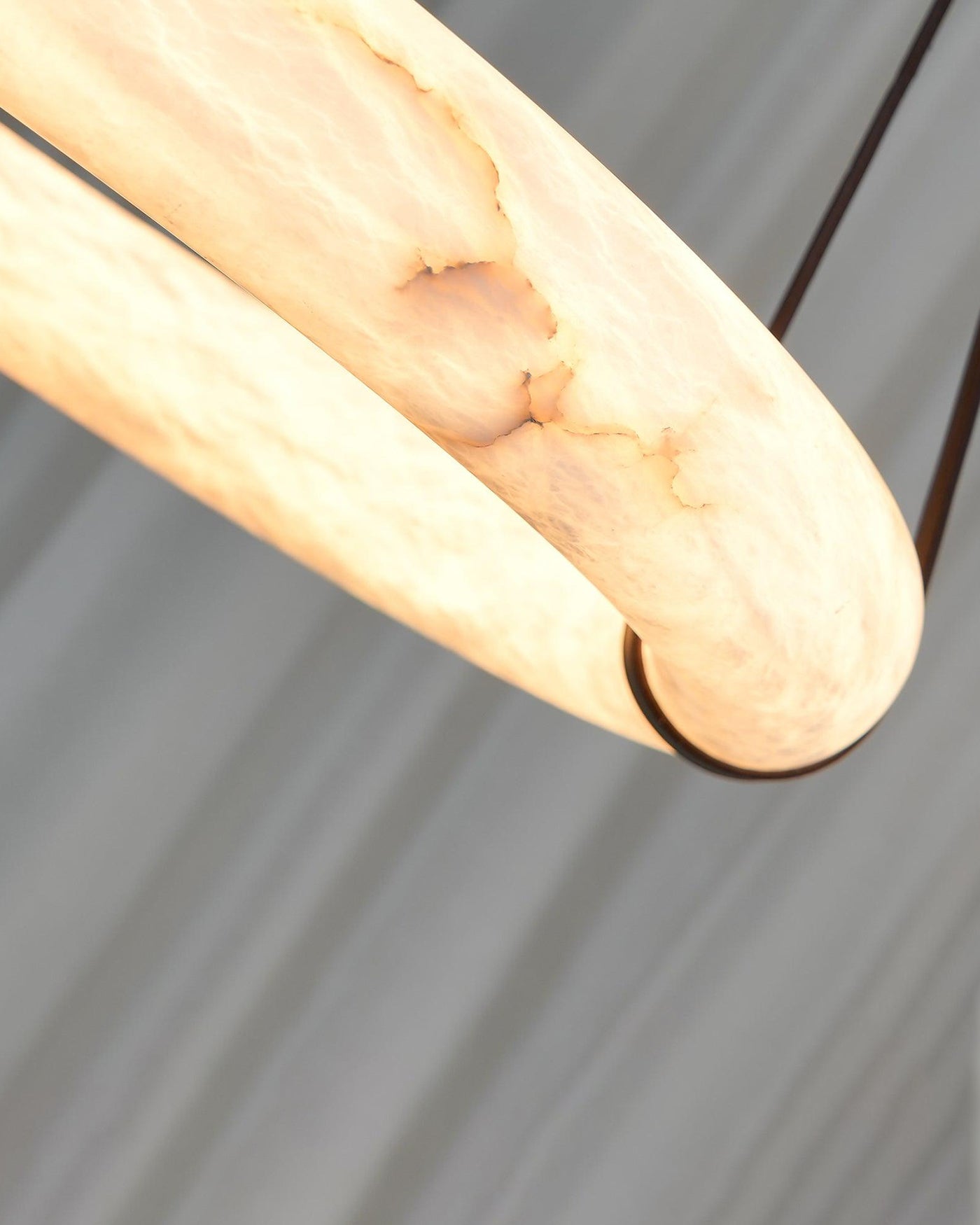 WOW Alabaster Circular Leather Chandelier-wow2875
