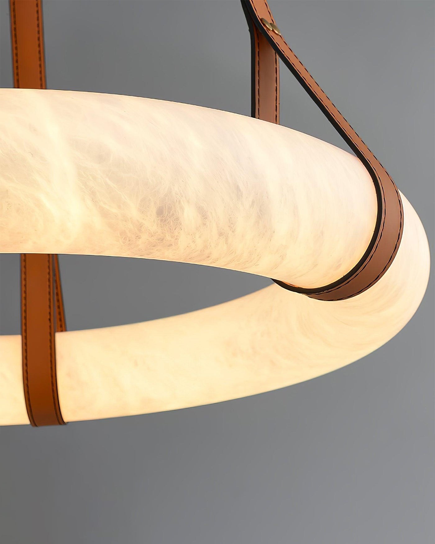 WOW Alabaster Circular Leather Chandelier-wow2875