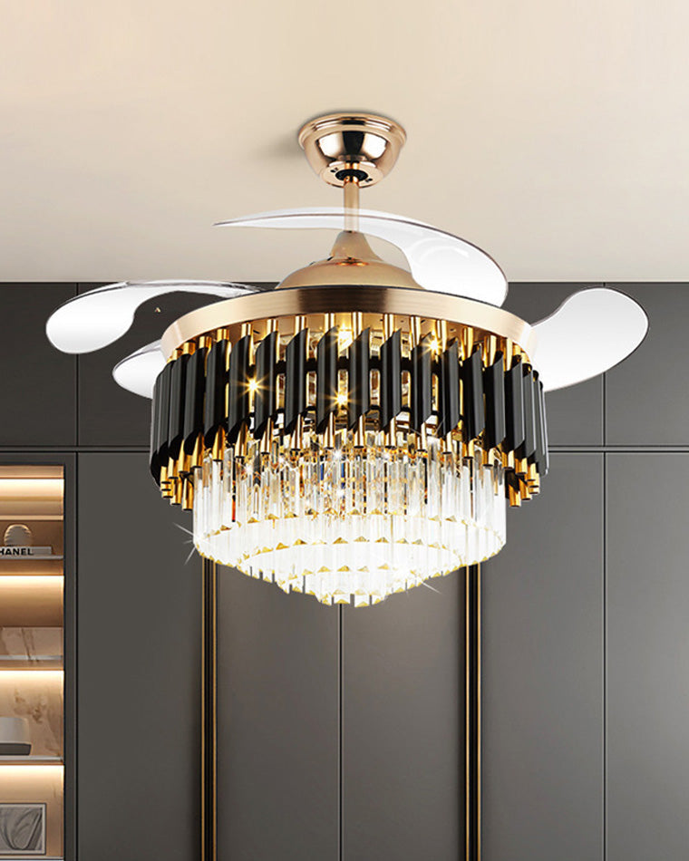 WOW Black and Gold Retractable Crystal Fandelier-wow5066