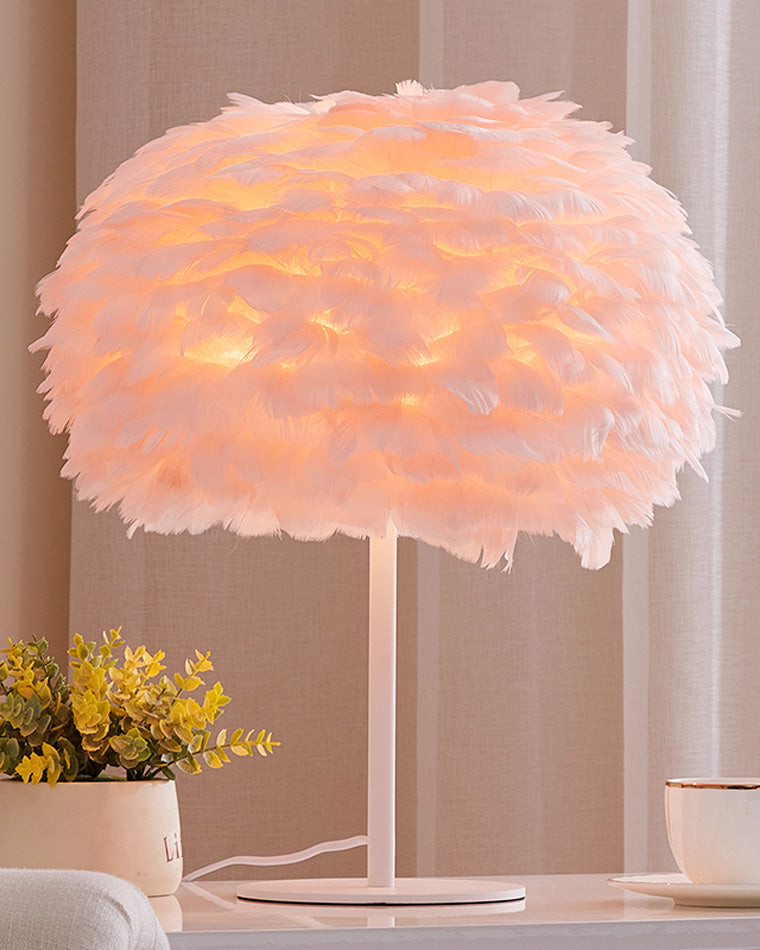 WOW Pretty Round Feather Table Night Lamp-wow8038