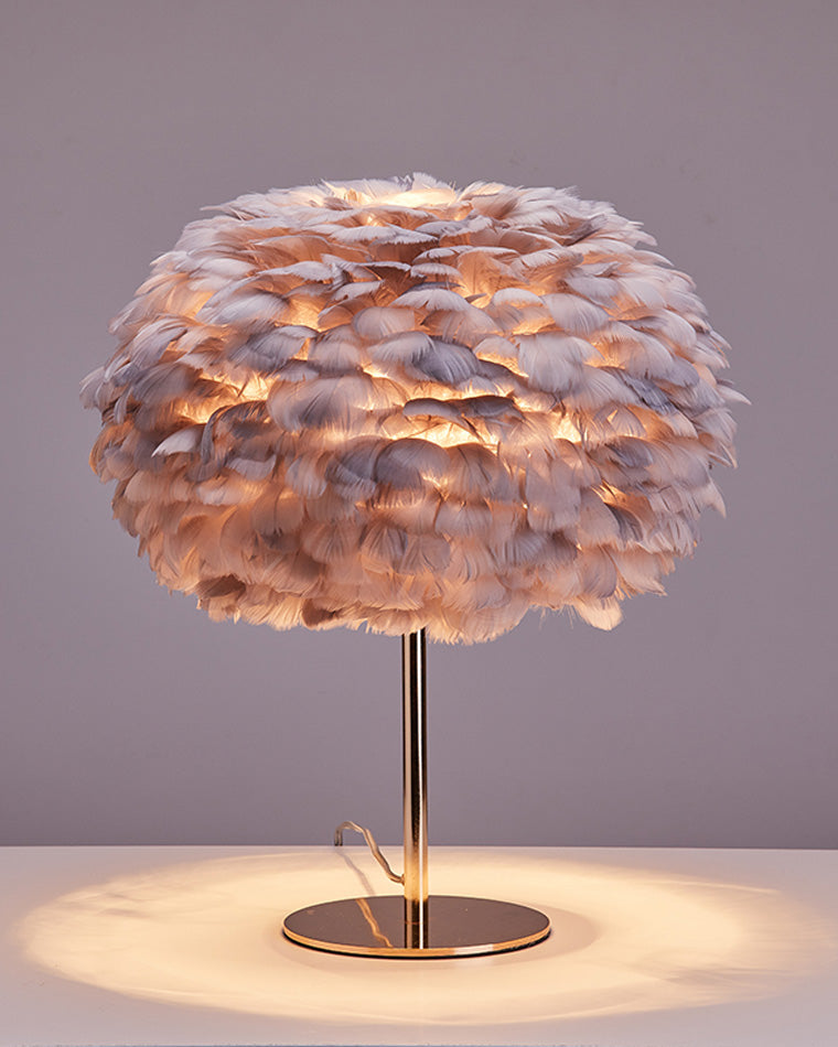WOW Pretty Round Feather Table Night Lamp-wow8038