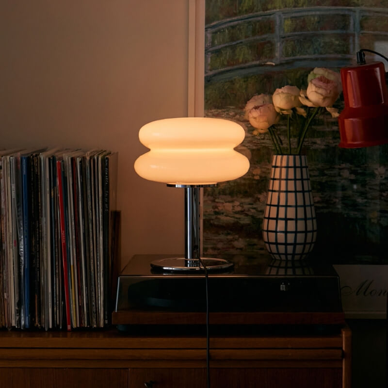 LED Cream Glass Table Lamp