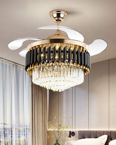 WOW Black and Gold Retractable Crystal Fandelier-wow5066