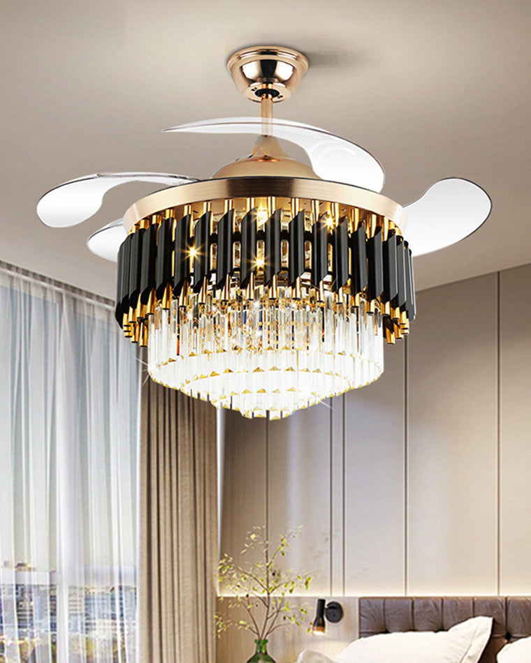 WOW Black and Gold Retractable Crystal Fandelier-wow5066