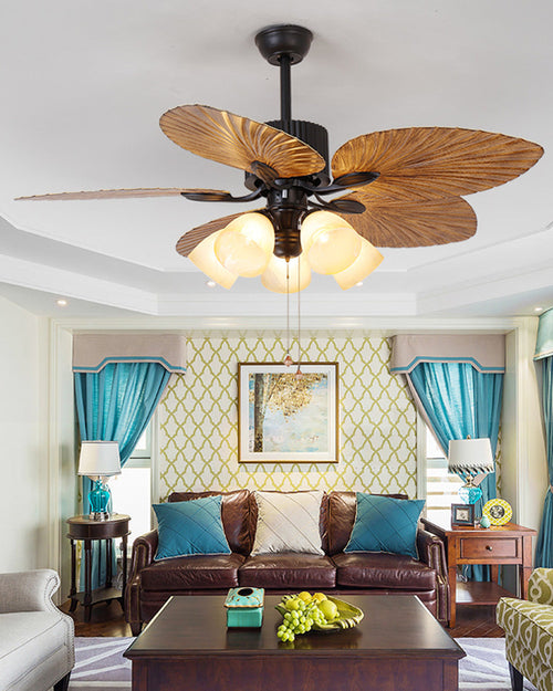 WOW 52in Tropical Leaf Ceiling Fan Chandelier-wow5012