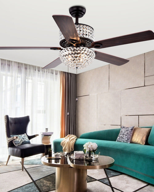 WOW Vintage Crystal Ceiling Fan Chandelier-wow5033