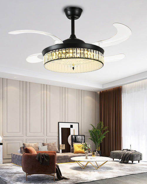 WOW Crystal Retractable Ceiling Fan Chandelier-wow5036