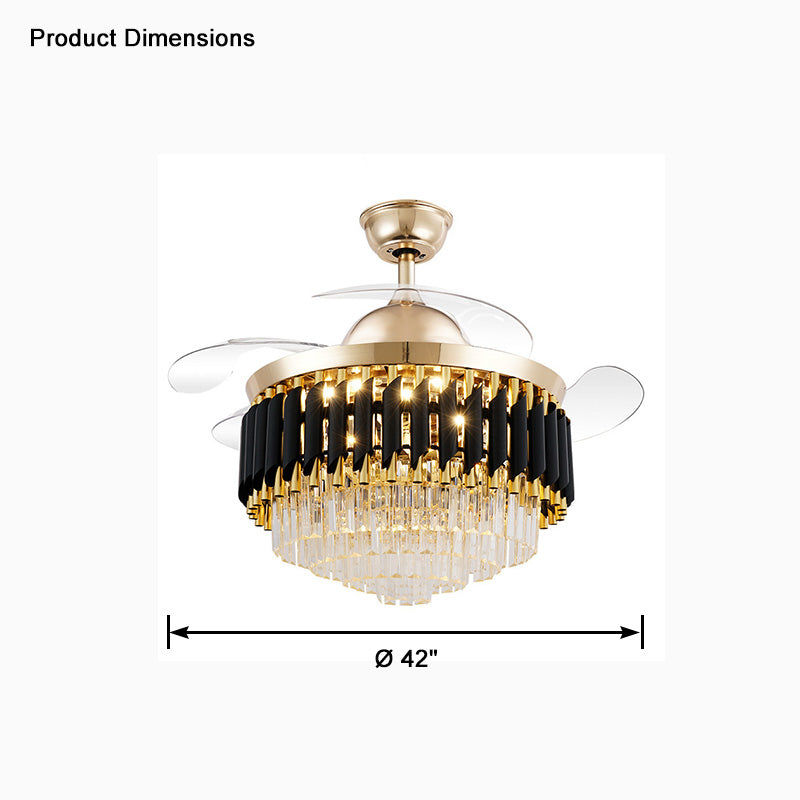 WOW Black and Gold Retractable Crystal Fandelier-wow5066