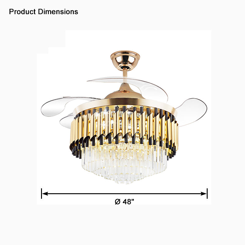 WOW Black and Gold Retractable Crystal Fandelier-wow5066