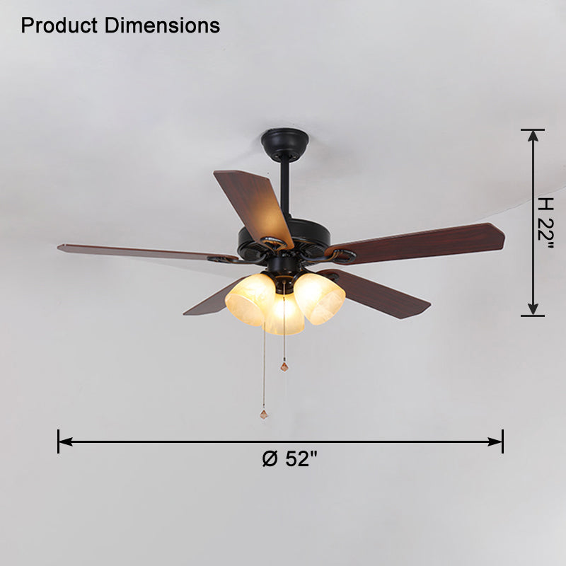WOW Vintage Glass Ceiling Fan Chandelier-wow5121