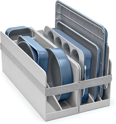 Nonstick Ceramic Bakeware Set (11 Pieces) - Baking Sheets, Assorted Baking Pans, Cooling Rack, & Storage - Aluminized Steel Body - Non Toxic, PTFE & PFOA Free - Navy