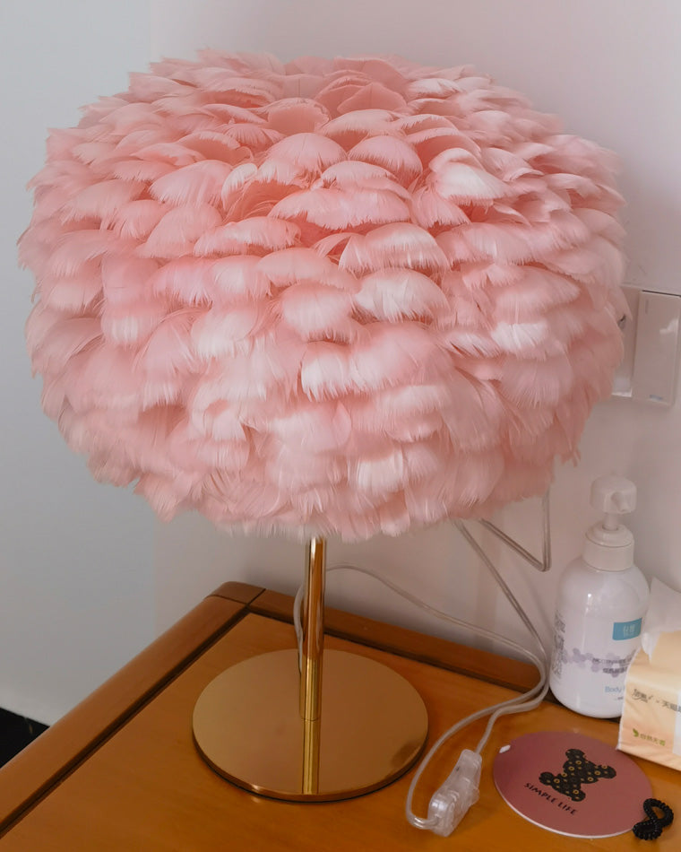 WOW Pretty Round Feather Table Night Lamp-wow8038