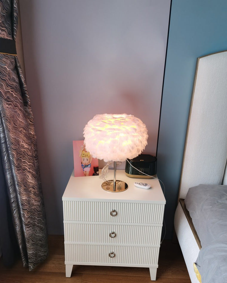 WOW Pretty Round Feather Table Night Lamp-wow8038