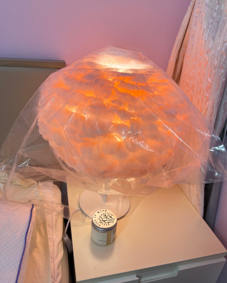 WOW Pretty Round Feather Table Night Lamp-wow8038