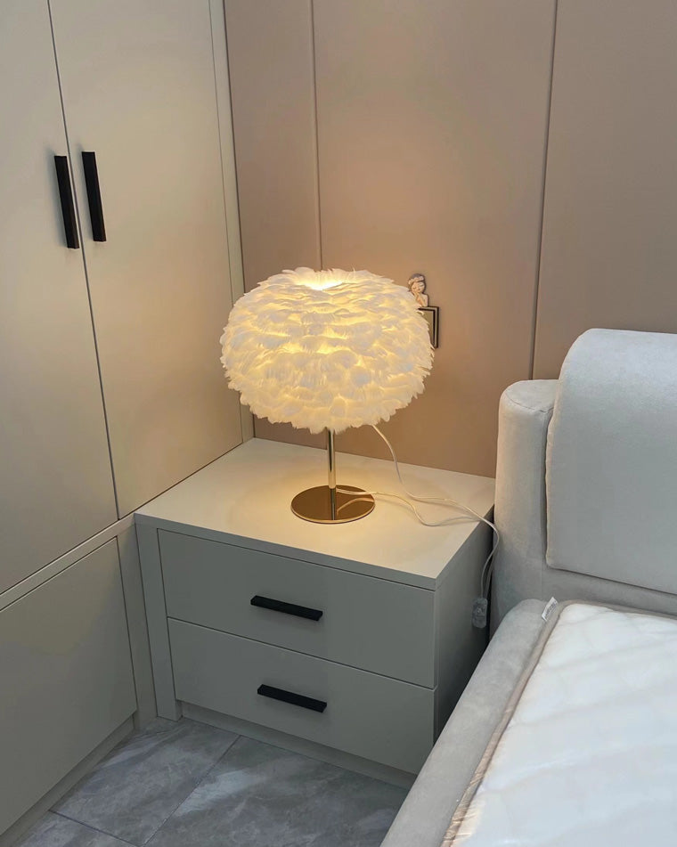 WOW Pretty Round Feather Table Night Lamp-wow8038