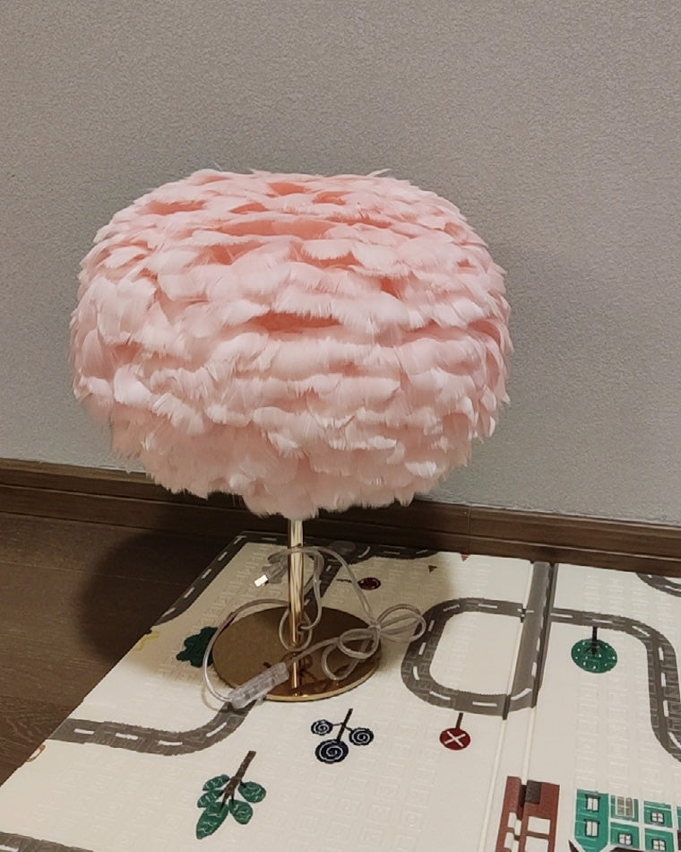 WOW Pretty Round Feather Table Night Lamp-wow8038