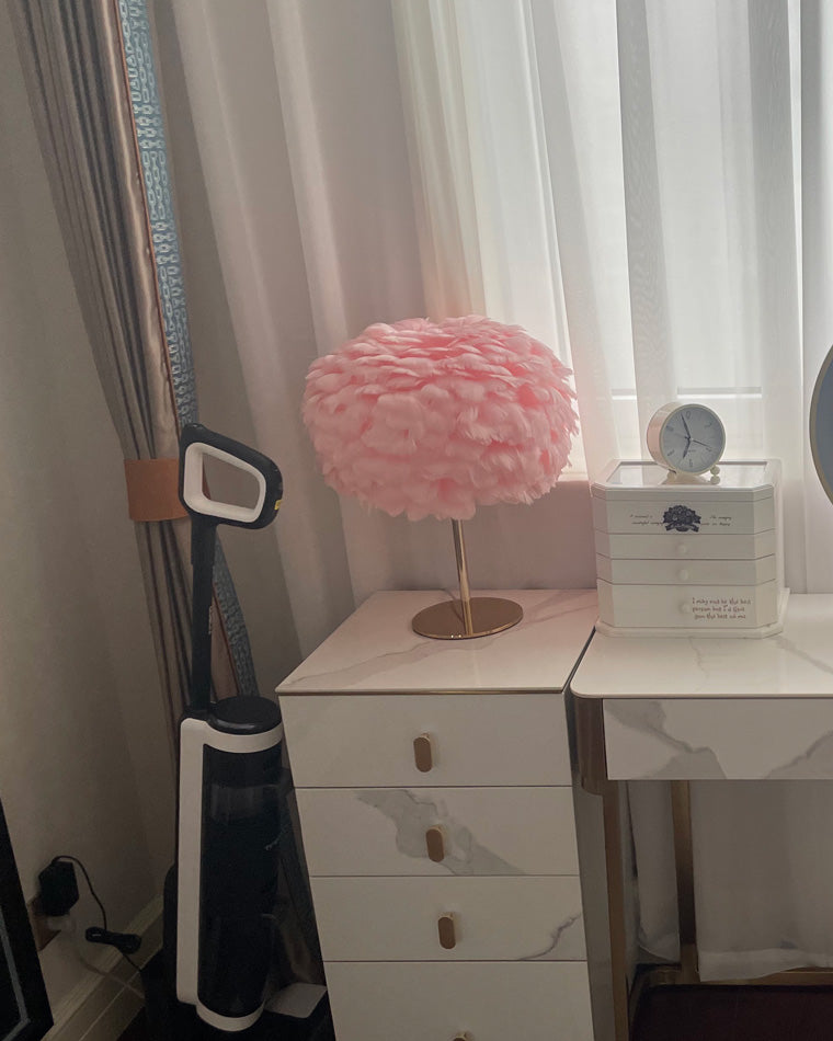 WOW Pretty Round Feather Table Night Lamp-wow8038