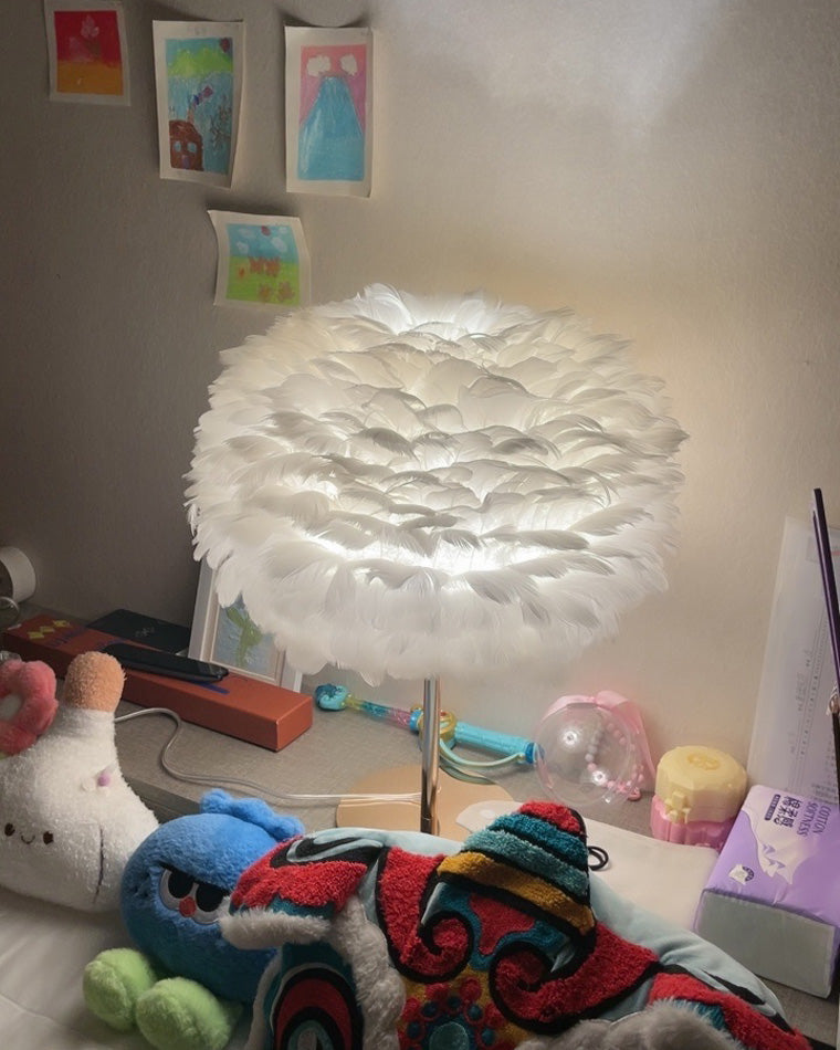 WOW Pretty Round Feather Table Night Lamp-wow8038