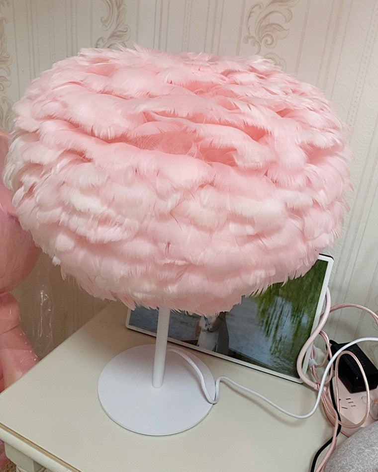 WOW Pretty Round Feather Table Night Lamp-wow8038