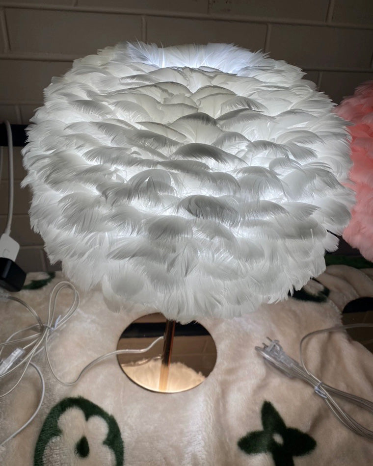 WOW Pretty Round Feather Table Night Lamp-wow8038