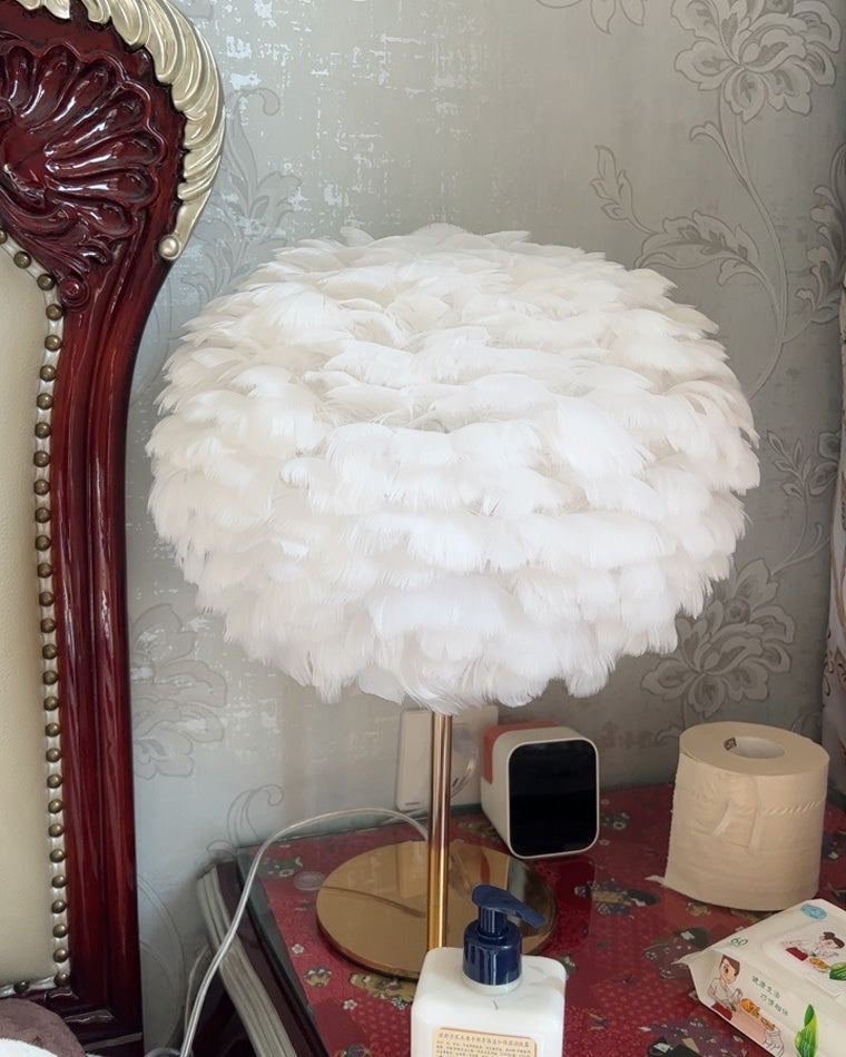 WOW Pretty Round Feather Table Night Lamp-wow8038