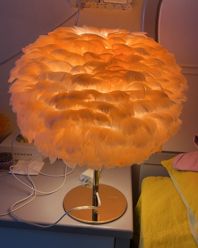 WOW Pretty Round Feather Table Night Lamp-wow8038